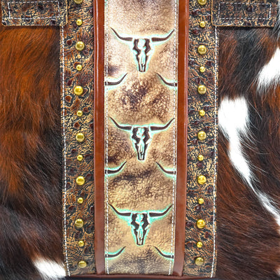 Taylor - Tricolor w/ Mint Chocolate Skulls-Taylor-Western-Cowhide-Bags-Handmade-Products-Gifts-Dancing Cactus Designs