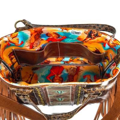 Taylor - Tricolor w/ Mint Chocolate Skulls-Taylor-Western-Cowhide-Bags-Handmade-Products-Gifts-Dancing Cactus Designs
