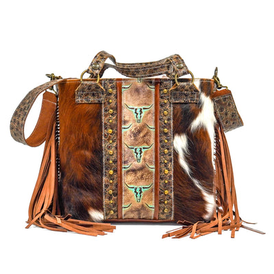 Taylor - Tricolor w/ Mint Chocolate Skulls-Taylor-Western-Cowhide-Bags-Handmade-Products-Gifts-Dancing Cactus Designs