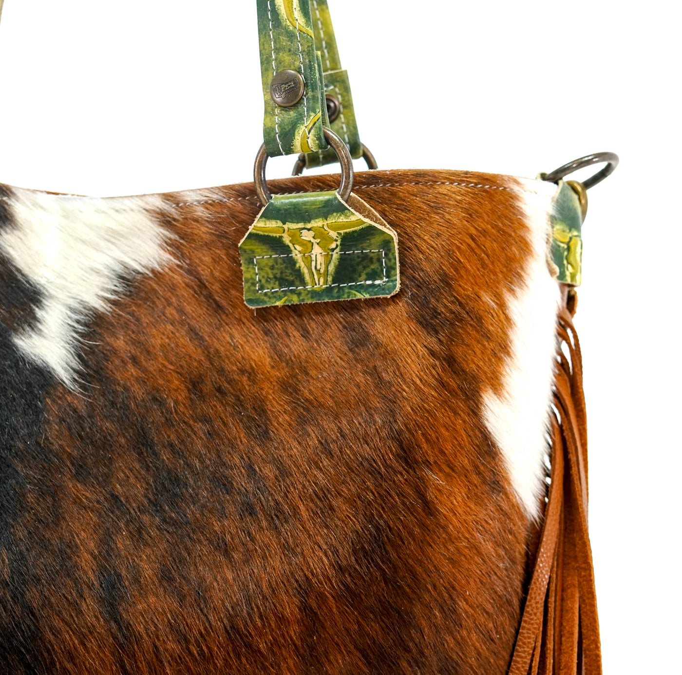 Taylor - Tricolor w/ Mountain View Skulls-Taylor-Western-Cowhide-Bags-Handmade-Products-Gifts-Dancing Cactus Designs