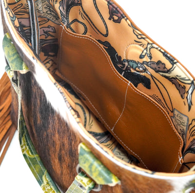 Taylor - Tricolor w/ Mountain View Skulls-Taylor-Western-Cowhide-Bags-Handmade-Products-Gifts-Dancing Cactus Designs