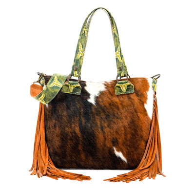 Taylor - Tricolor w/ Mountain View Skulls-Taylor-Western-Cowhide-Bags-Handmade-Products-Gifts-Dancing Cactus Designs