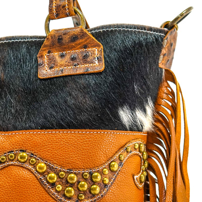Taylor - Tricolor w/ Ostrich-Taylor-Western-Cowhide-Bags-Handmade-Products-Gifts-Dancing Cactus Designs