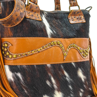 Taylor - Tricolor w/ Ostrich-Taylor-Western-Cowhide-Bags-Handmade-Products-Gifts-Dancing Cactus Designs