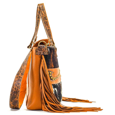 Taylor - Tricolor w/ Ostrich-Taylor-Western-Cowhide-Bags-Handmade-Products-Gifts-Dancing Cactus Designs