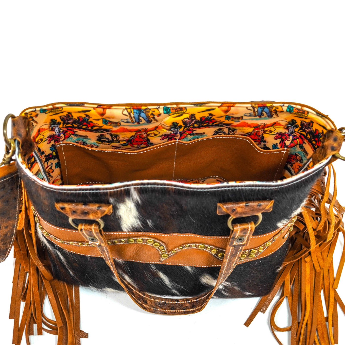 Taylor - Tricolor w/ Ostrich-Taylor-Western-Cowhide-Bags-Handmade-Products-Gifts-Dancing Cactus Designs