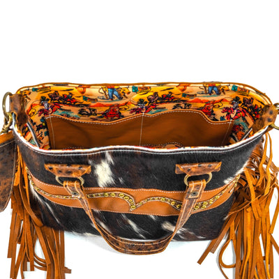 Taylor - Tricolor w/ Ostrich-Taylor-Western-Cowhide-Bags-Handmade-Products-Gifts-Dancing Cactus Designs