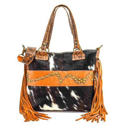 Taylor - Tricolor w/ Ostrich-Taylor-Western-Cowhide-Bags-Handmade-Products-Gifts-Dancing Cactus Designs
