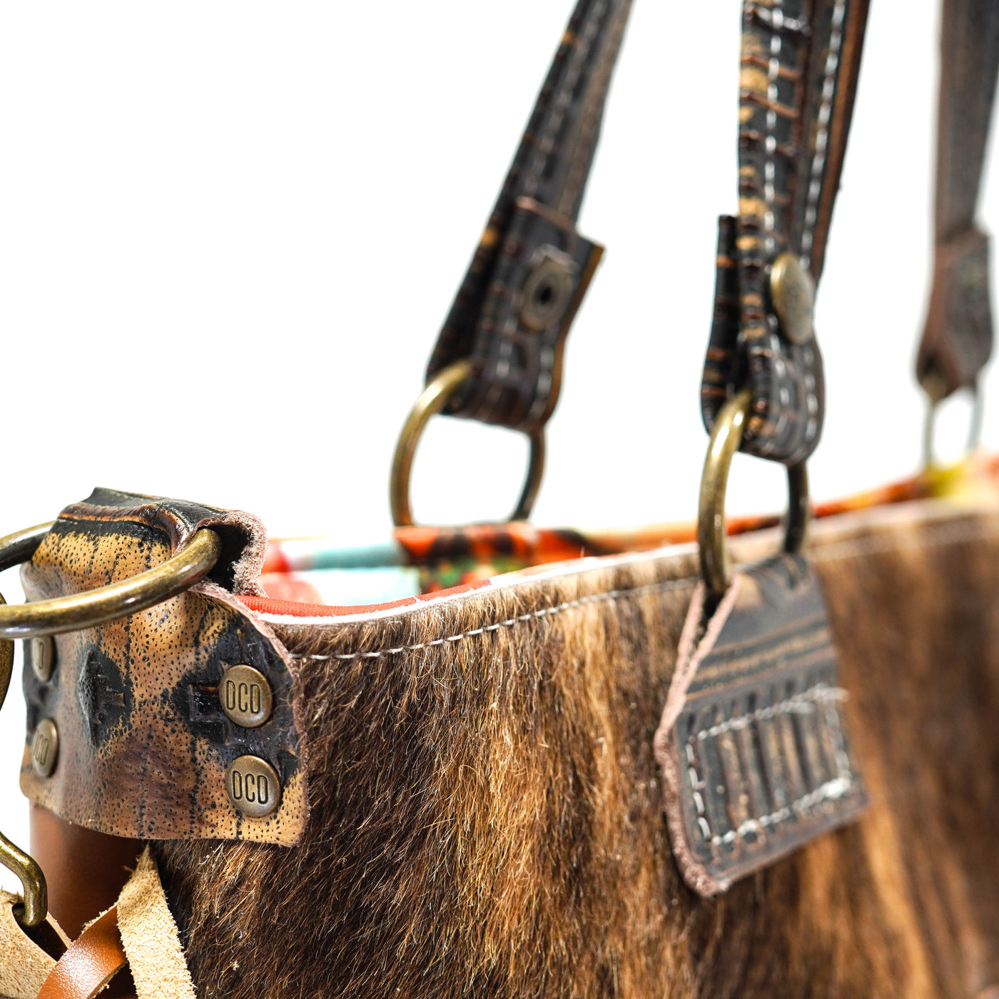 Taylor - Two-Tone Brindle w/ Cocoa Navajo-Taylor-Western-Cowhide-Bags-Handmade-Products-Gifts-Dancing Cactus Designs
