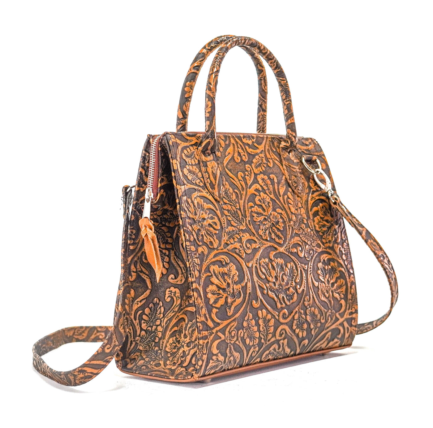 The Opry - All Embossed w/ Honey Tool-The Opry-Western-Cowhide-Bags-Handmade-Products-Gifts-Dancing Cactus Designs