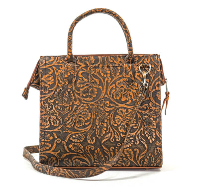 The Opry - All Embossed w/ Honey Tool-The Opry-Western-Cowhide-Bags-Handmade-Products-Gifts-Dancing Cactus Designs
