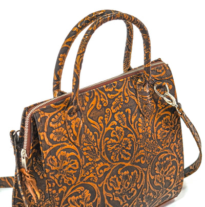 The Opry - All Embossed w/ Honey Tool-The Opry-Western-Cowhide-Bags-Handmade-Products-Gifts-Dancing Cactus Designs