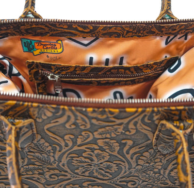 The Opry - All Embossed w/ Honey Tool-The Opry-Western-Cowhide-Bags-Handmade-Products-Gifts-Dancing Cactus Designs