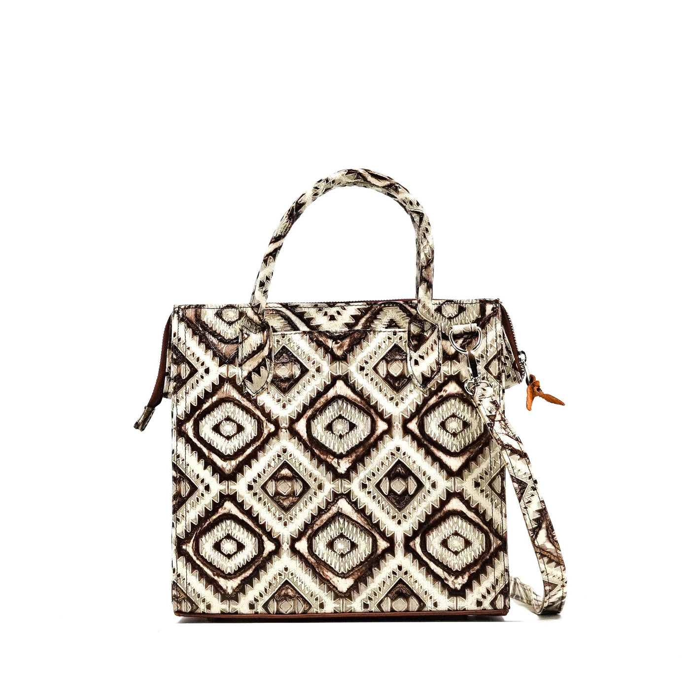 The Opry - All Embossed w/ Ivory & Bronze Aztec-The Opry-Western-Cowhide-Bags-Handmade-Products-Gifts-Dancing Cactus Designs