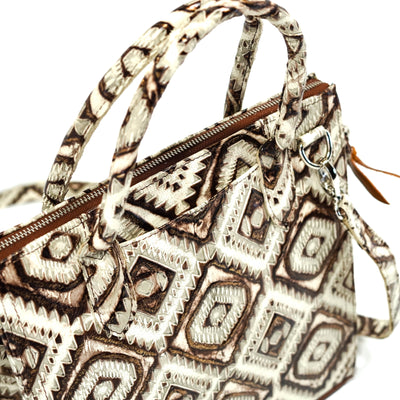 The Opry - All Embossed w/ Ivory & Bronze Aztec-The Opry-Western-Cowhide-Bags-Handmade-Products-Gifts-Dancing Cactus Designs