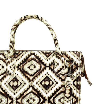 The Opry - All Embossed w/ Ivory & Bronze Aztec-The Opry-Western-Cowhide-Bags-Handmade-Products-Gifts-Dancing Cactus Designs
