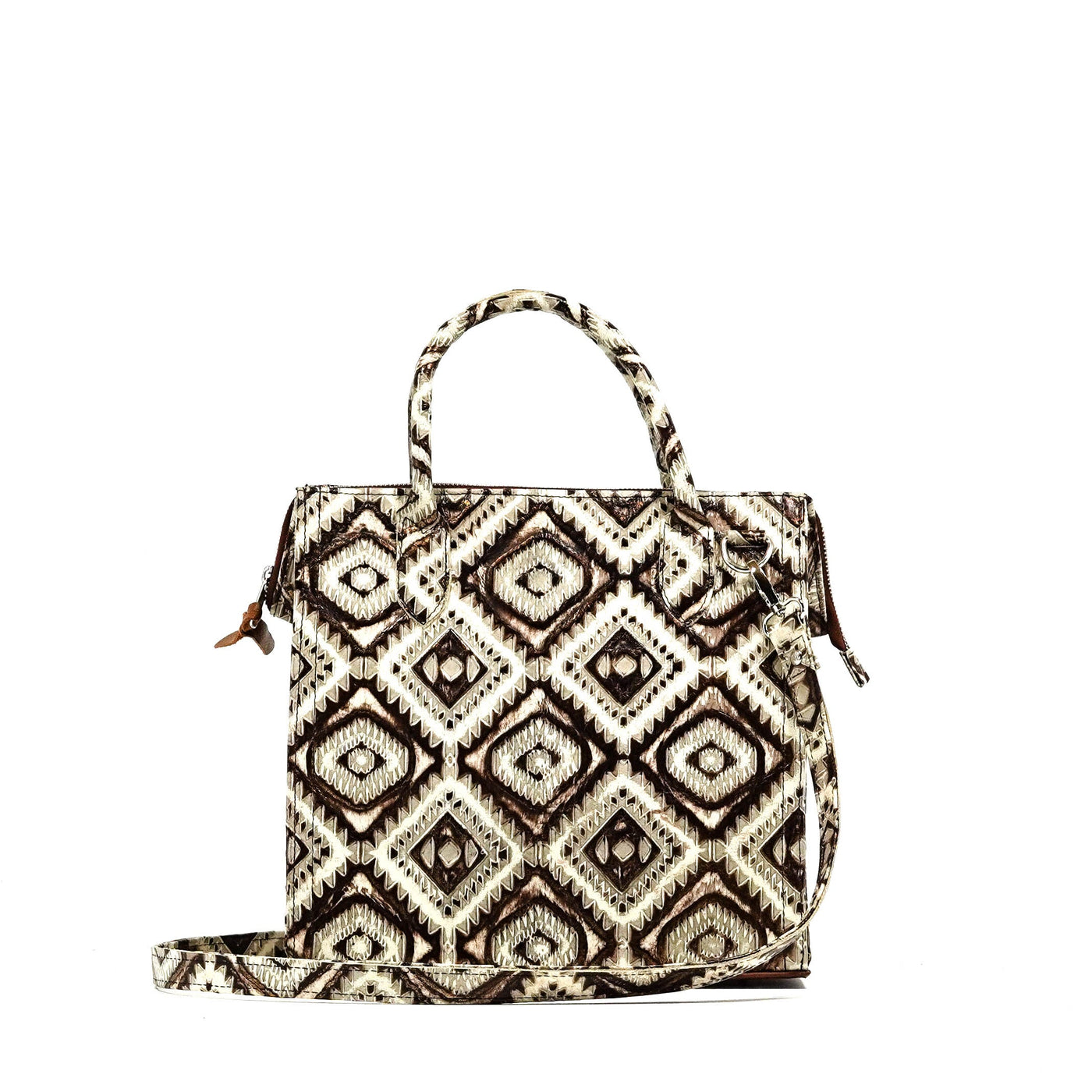 The Opry - All Embossed w/ Ivory & Bronze Aztec-The Opry-Western-Cowhide-Bags-Handmade-Products-Gifts-Dancing Cactus Designs