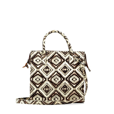 The Opry - All Embossed w/ Ivory & Bronze Aztec-The Opry-Western-Cowhide-Bags-Handmade-Products-Gifts-Dancing Cactus Designs