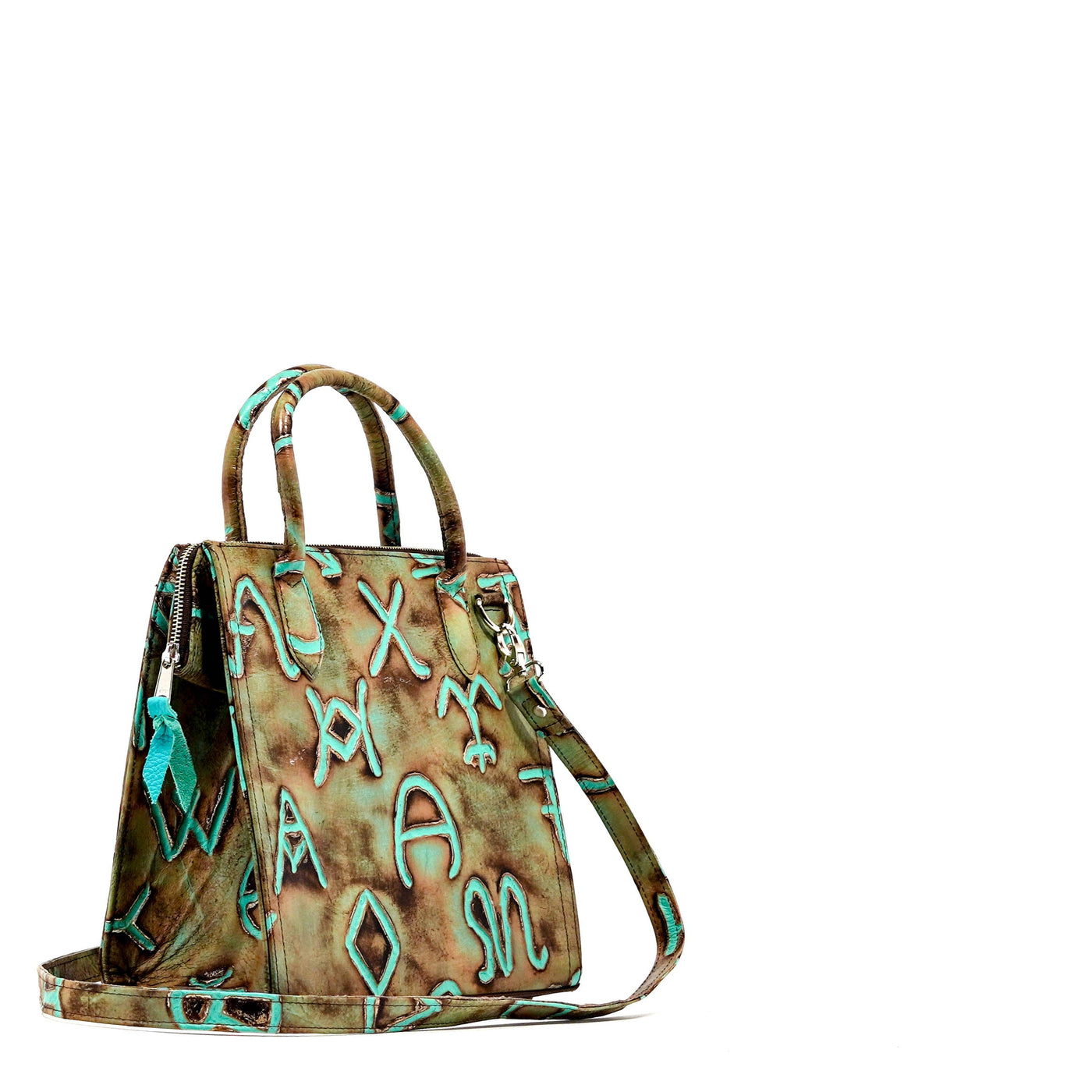 The Opry - All Embossed w/ Turquoise Brands-The Opry-Western-Cowhide-Bags-Handmade-Products-Gifts-Dancing Cactus Designs