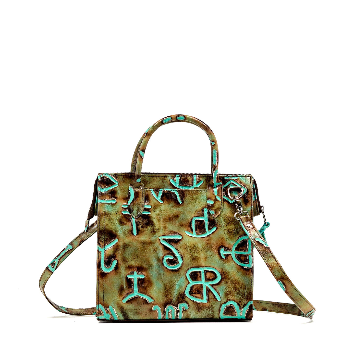 The Opry - All Embossed w/ Turquoise Brands-The Opry-Western-Cowhide-Bags-Handmade-Products-Gifts-Dancing Cactus Designs