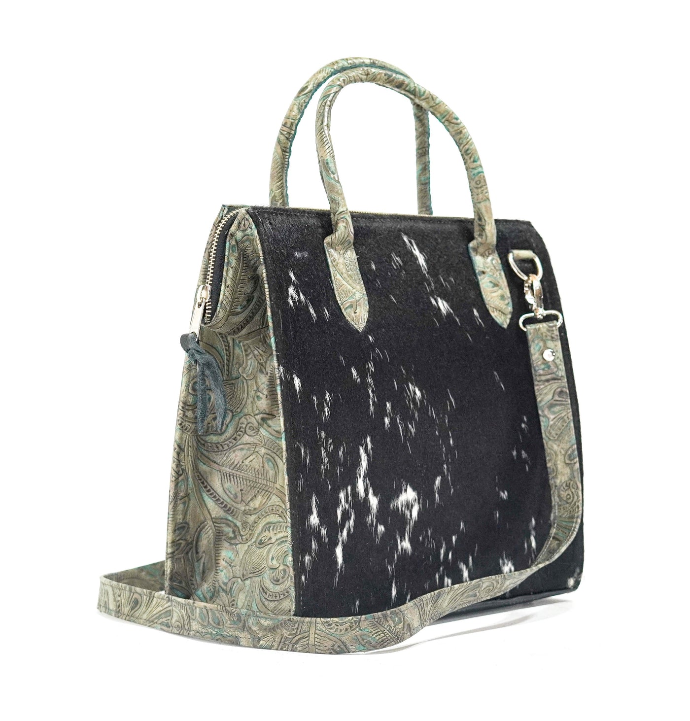 The Opry - Black & White w/ Turquoise Autumn-The Opry-Western-Cowhide-Bags-Handmade-Products-Gifts-Dancing Cactus Designs