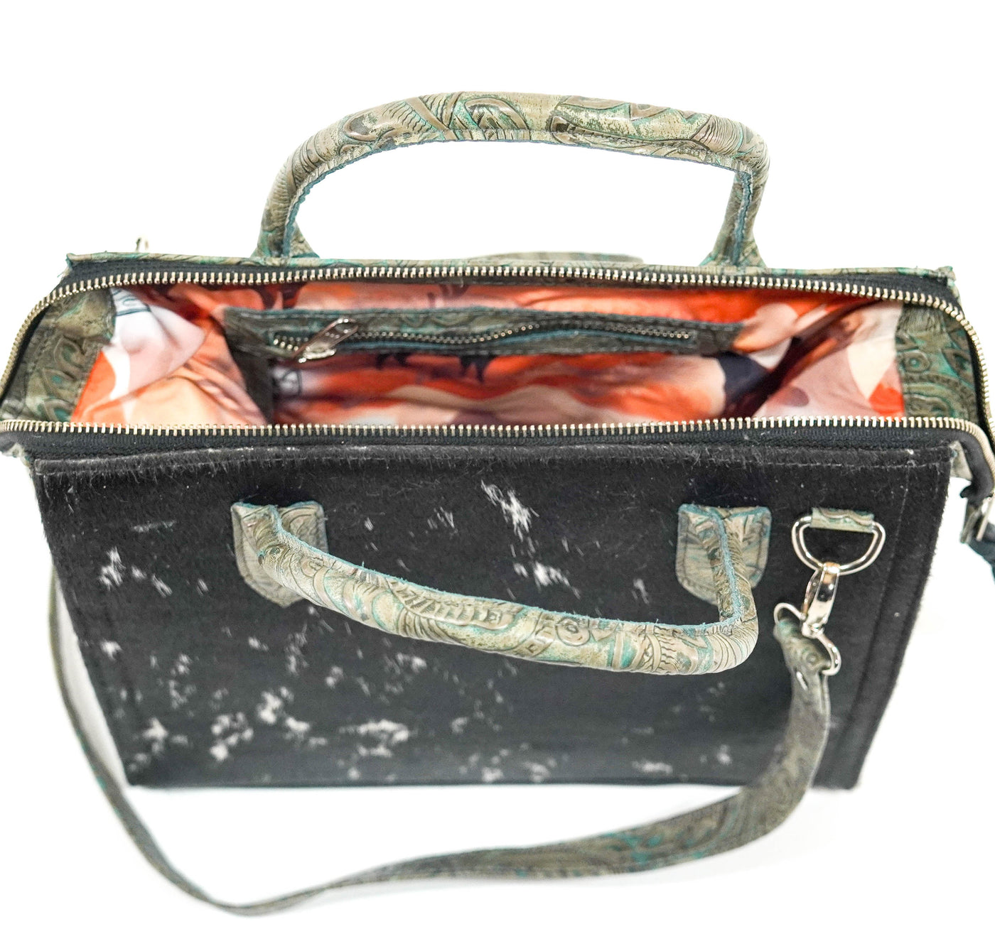 The Opry - Black & White w/ Turquoise Autumn-The Opry-Western-Cowhide-Bags-Handmade-Products-Gifts-Dancing Cactus Designs