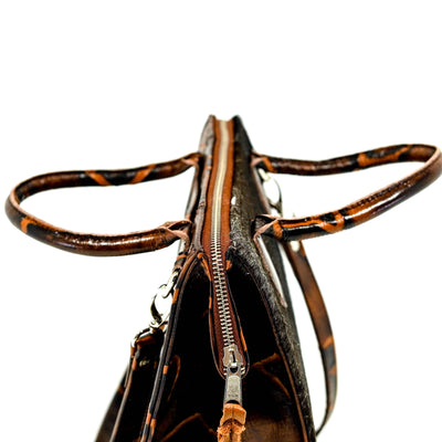 The Opry - Dark Brindle w/ Burnt Brands-The Opry-Western-Cowhide-Bags-Handmade-Products-Gifts-Dancing Cactus Designs
