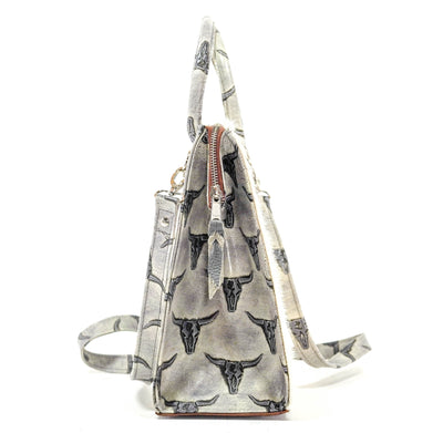 The Opry - Longhorn w/ Smoke Show Skulls-The Opry-Western-Cowhide-Bags-Handmade-Products-Gifts-Dancing Cactus Designs