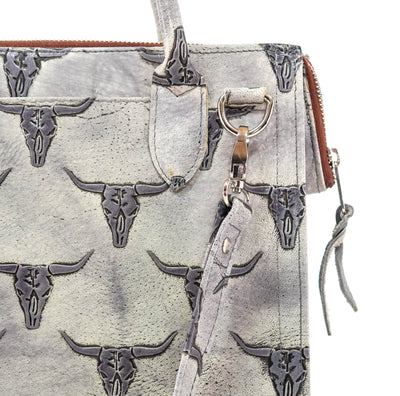 The Opry - Longhorn w/ Smoke Show Skulls-The Opry-Western-Cowhide-Bags-Handmade-Products-Gifts-Dancing Cactus Designs