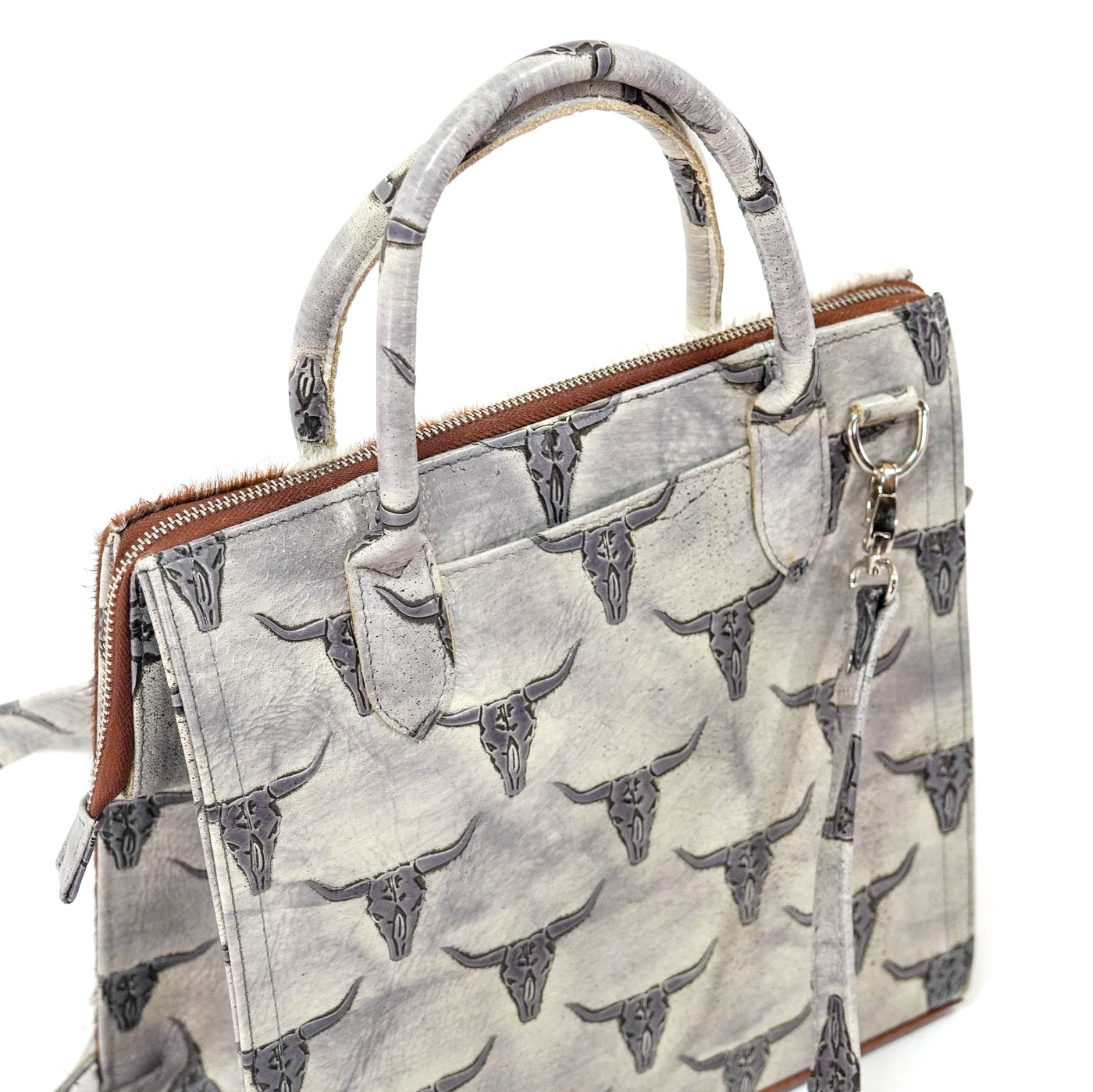 The Opry - Longhorn w/ Smoke Show Skulls-The Opry-Western-Cowhide-Bags-Handmade-Products-Gifts-Dancing Cactus Designs
