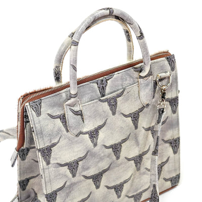 The Opry - Longhorn w/ Smoke Show Skulls-The Opry-Western-Cowhide-Bags-Handmade-Products-Gifts-Dancing Cactus Designs