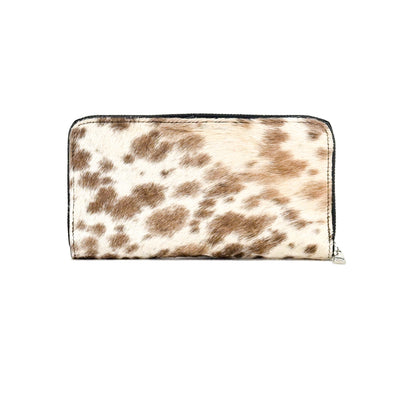 The Stage Coach Wallet - Chocolate & White w/ No Embossed-The Stage Coach Wallet-Western-Cowhide-Bags-Handmade-Products-Gifts-Dancing Cactus Designs