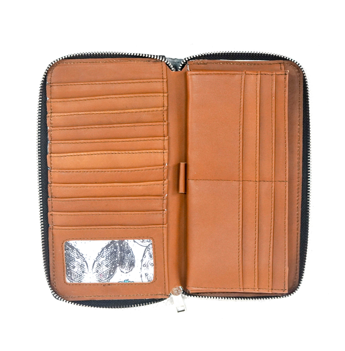 The Stage Coach Wallet - Chocolate & White w/ No Embossed-The Stage Coach Wallet-Western-Cowhide-Bags-Handmade-Products-Gifts-Dancing Cactus Designs
