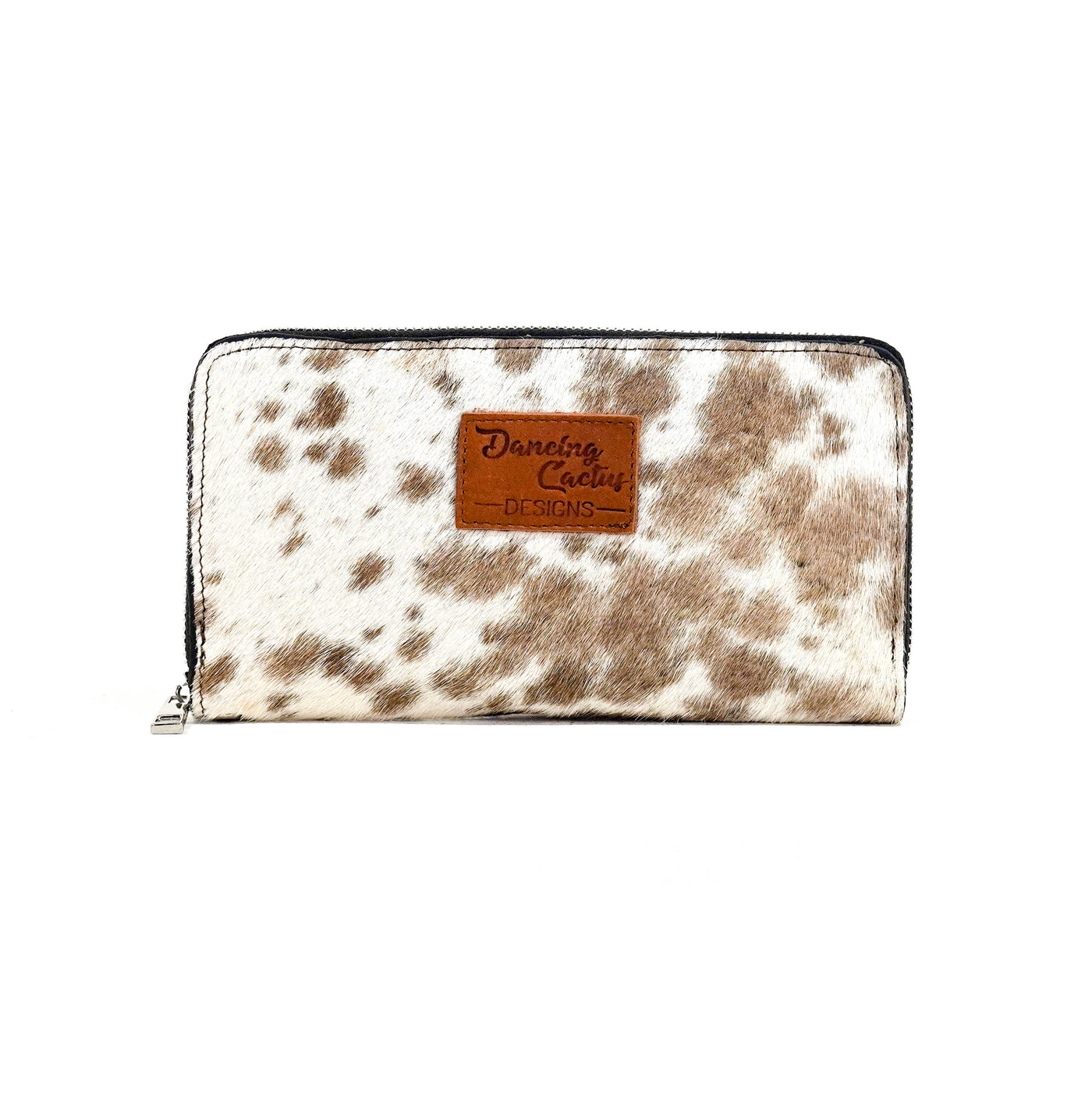 The Stage Coach Wallet - Chocolate & White w/ No Embossed-The Stage Coach Wallet-Western-Cowhide-Bags-Handmade-Products-Gifts-Dancing Cactus Designs