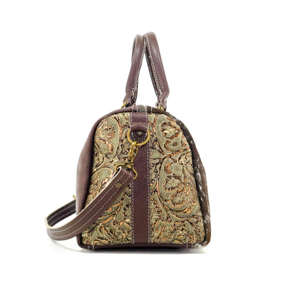 The Stowaway Classic - Chocolate & White w/ Gilded Tool-The Stowaway Classic-Western-Cowhide-Bags-Handmade-Products-Gifts-Dancing Cactus Designs