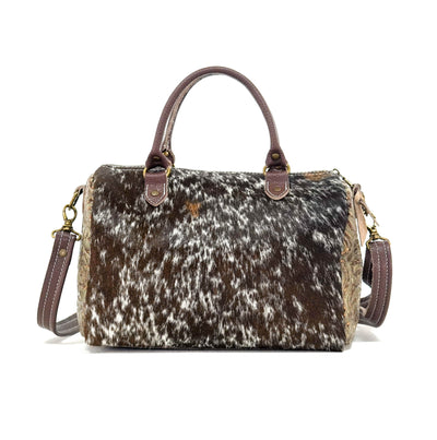 The Stowaway Classic - Chocolate & White w/ Gilded Tool-The Stowaway Classic-Western-Cowhide-Bags-Handmade-Products-Gifts-Dancing Cactus Designs