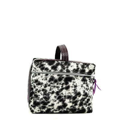 Train Station - Black & White w/ Amethyst Croc-Train Station-Western-Cowhide-Bags-Handmade-Products-Gifts-Dancing Cactus Designs