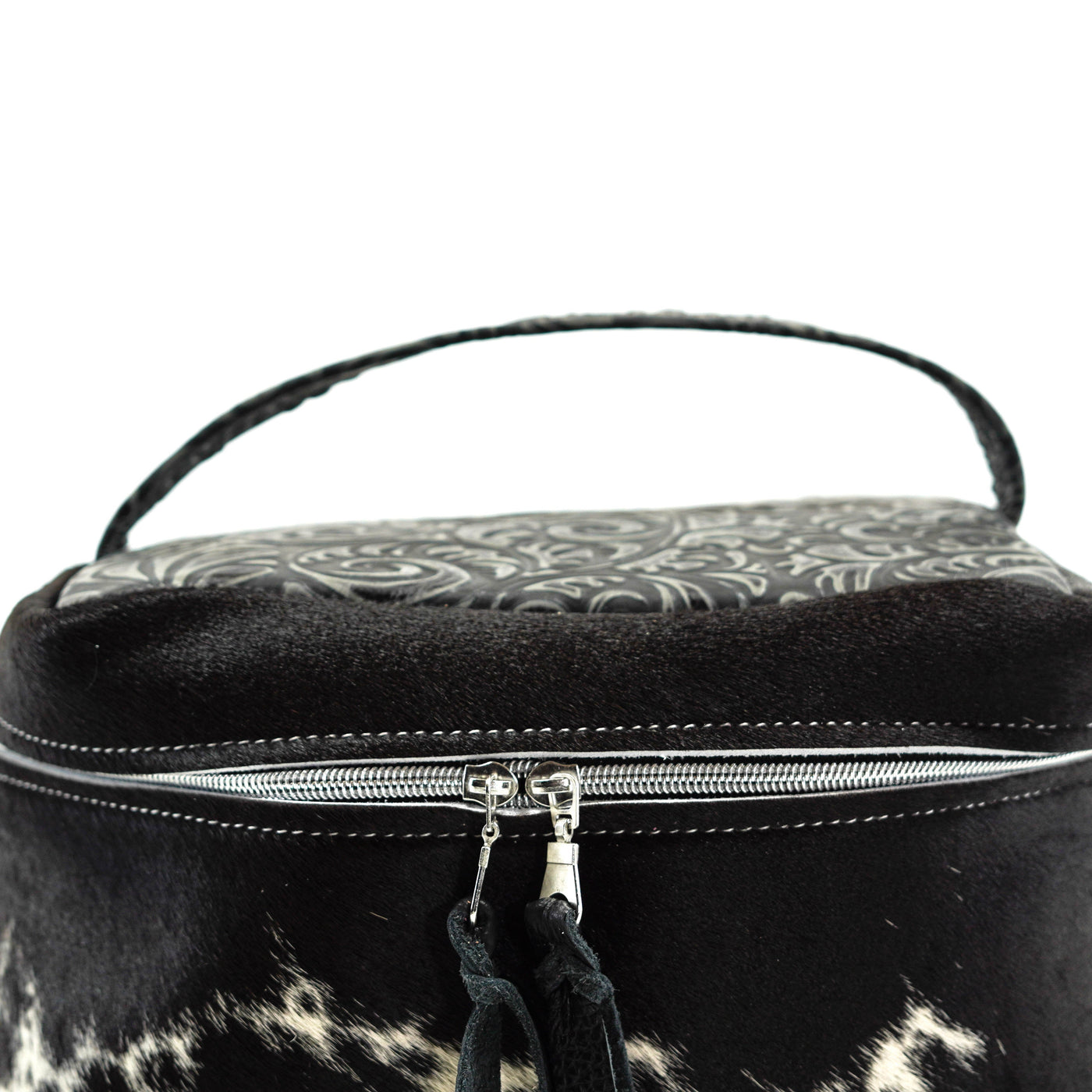 Train Station - Black & White w/ Smokey Caracole-Train Station-Western-Cowhide-Bags-Handmade-Products-Gifts-Dancing Cactus Designs