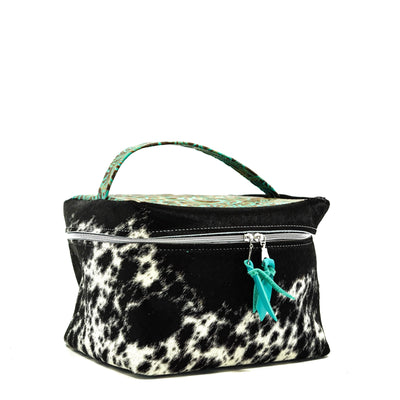Train Station - Black & White w/ Turquoise Caracole-Train Station-Western-Cowhide-Bags-Handmade-Products-Gifts-Dancing Cactus Designs
