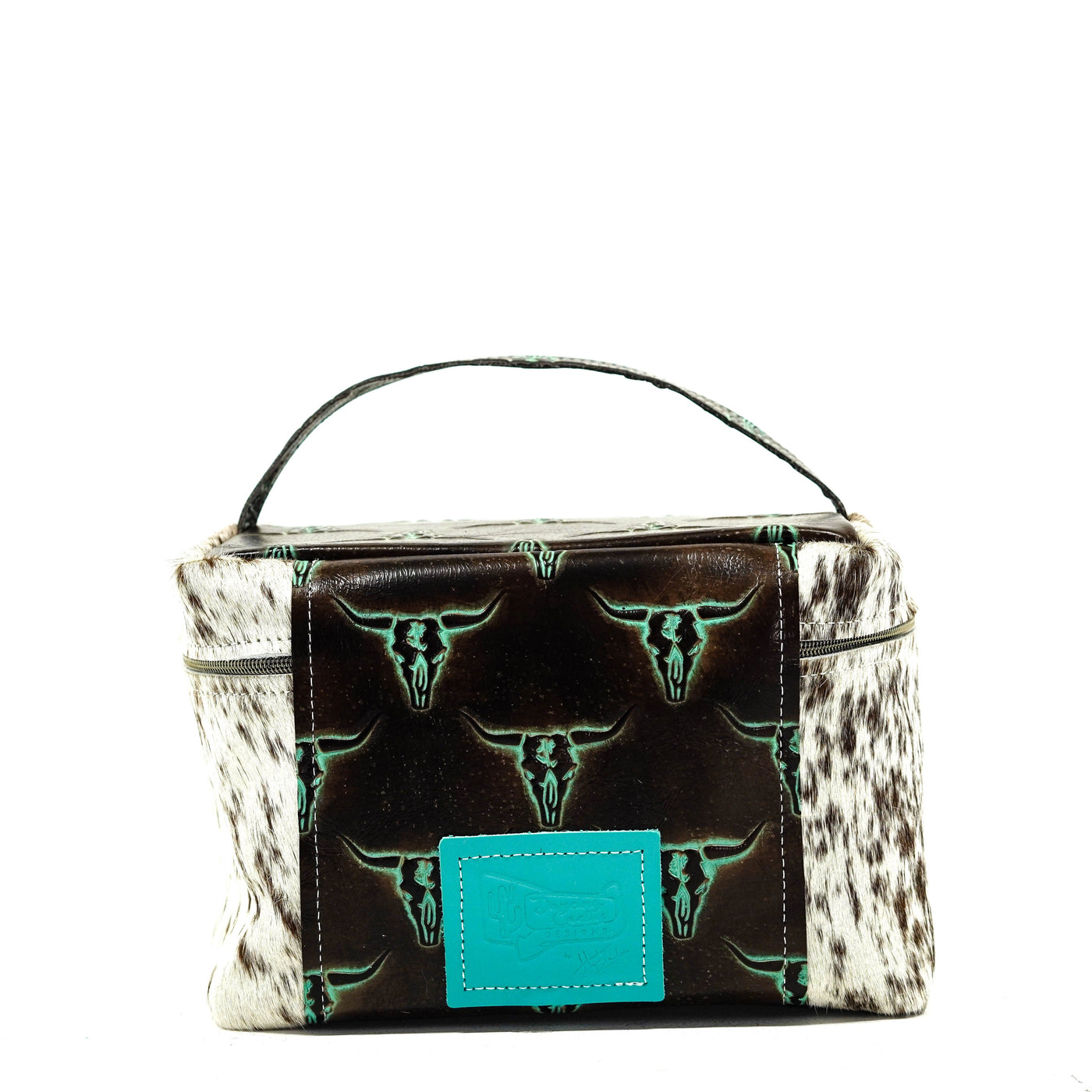 Train Station - Speckled Longhorn w/ Mint Chocolate Skulls-Train Station-Western-Cowhide-Bags-Handmade-Products-Gifts-Dancing Cactus Designs
