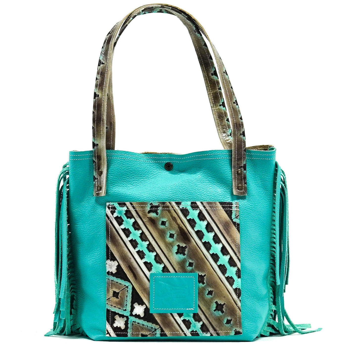 Trisha - All Embossed w/ Cocoa Navajo-Trisha-Western-Cowhide-Bags-Handmade-Products-Gifts-Dancing Cactus Designs