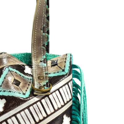 Trisha - All Embossed w/ Cocoa Navajo-Trisha-Western-Cowhide-Bags-Handmade-Products-Gifts-Dancing Cactus Designs