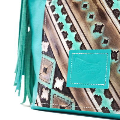 Trisha - All Embossed w/ Cocoa Navajo-Trisha-Western-Cowhide-Bags-Handmade-Products-Gifts-Dancing Cactus Designs