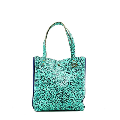 Trisha - All Embossed w/ Sea Glass Tool-Trisha-Western-Cowhide-Bags-Handmade-Products-Gifts-Dancing Cactus Designs