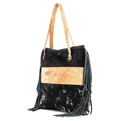 Trisha - Black & White w/ Bonanza Tool-Trisha-Western-Cowhide-Bags-Handmade-Products-Gifts-Dancing Cactus Designs