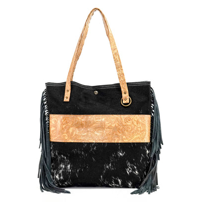 Trisha - Black & White w/ Bonanza Tool-Trisha-Western-Cowhide-Bags-Handmade-Products-Gifts-Dancing Cactus Designs