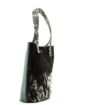 Trisha - Black & White w/ No Embossed-Trisha-Western-Cowhide-Bags-Handmade-Products-Gifts-Dancing Cactus Designs