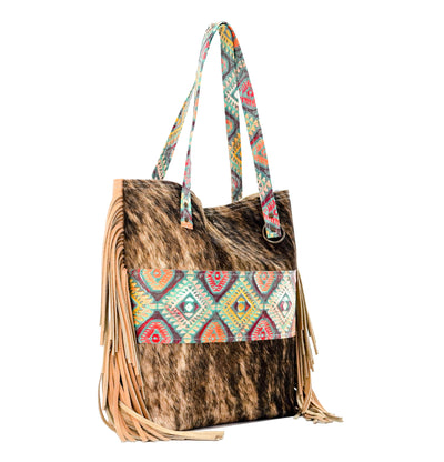Trisha - Brindle w/ Rainbow Aztec-Trisha-Western-Cowhide-Bags-Handmade-Products-Gifts-Dancing Cactus Designs