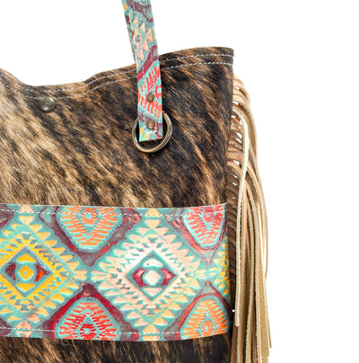 Trisha - Brindle w/ Rainbow Aztec-Trisha-Western-Cowhide-Bags-Handmade-Products-Gifts-Dancing Cactus Designs
