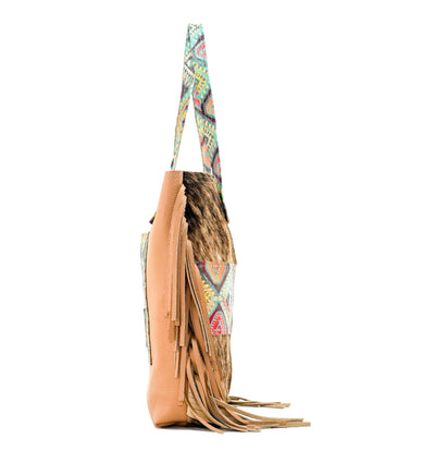 Trisha - Brindle w/ Rainbow Aztec-Trisha-Western-Cowhide-Bags-Handmade-Products-Gifts-Dancing Cactus Designs